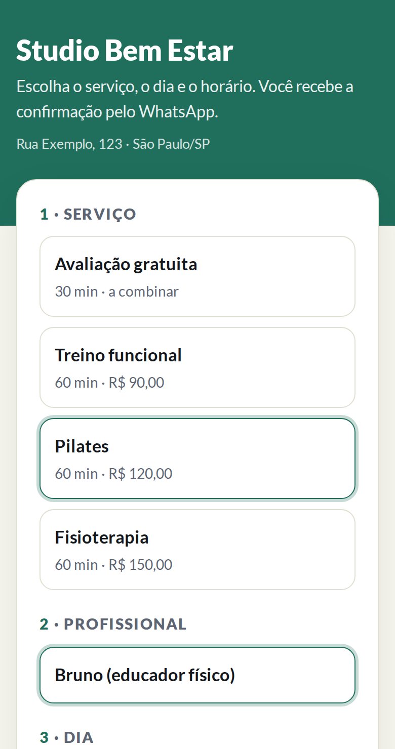 Página de agendamento no celular